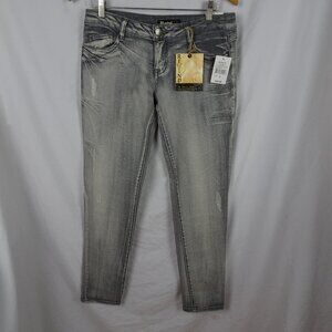 Rewind Juniors Grey Distressed Skinny Jeans Size 9
